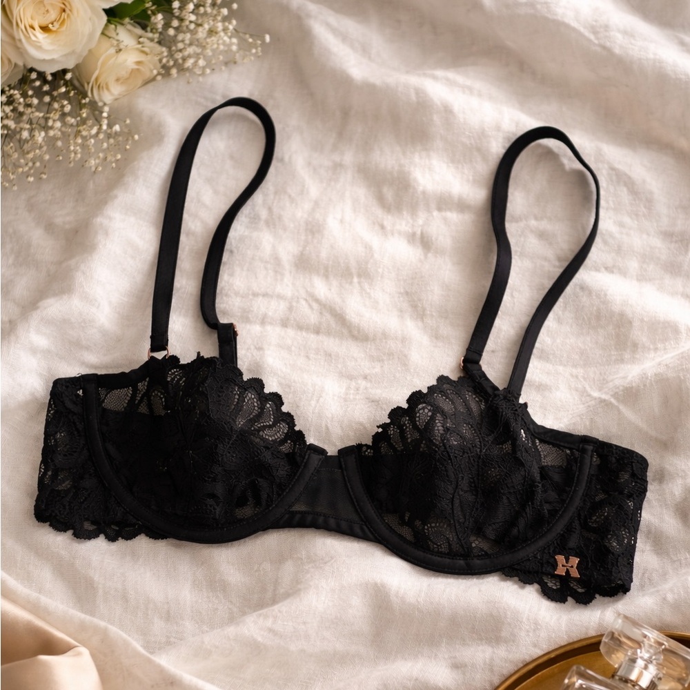 Savage X Fenty Black Floral Lace Underwire Bra • Romantic Goth